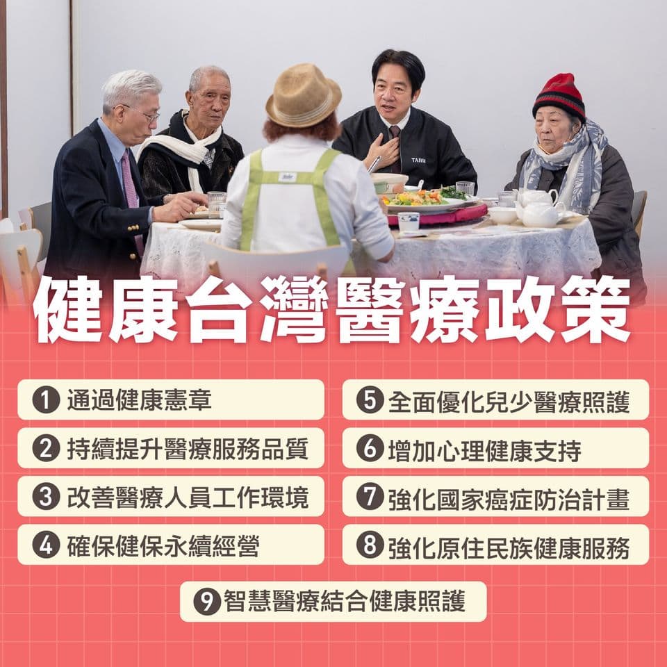 賴清德九大醫療政策。（翻攝自賴清德臉書）