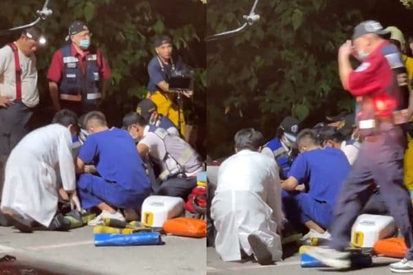 醫跪地搶救畫面曝光。(翻攝自屏東小鎮資訊臉書)