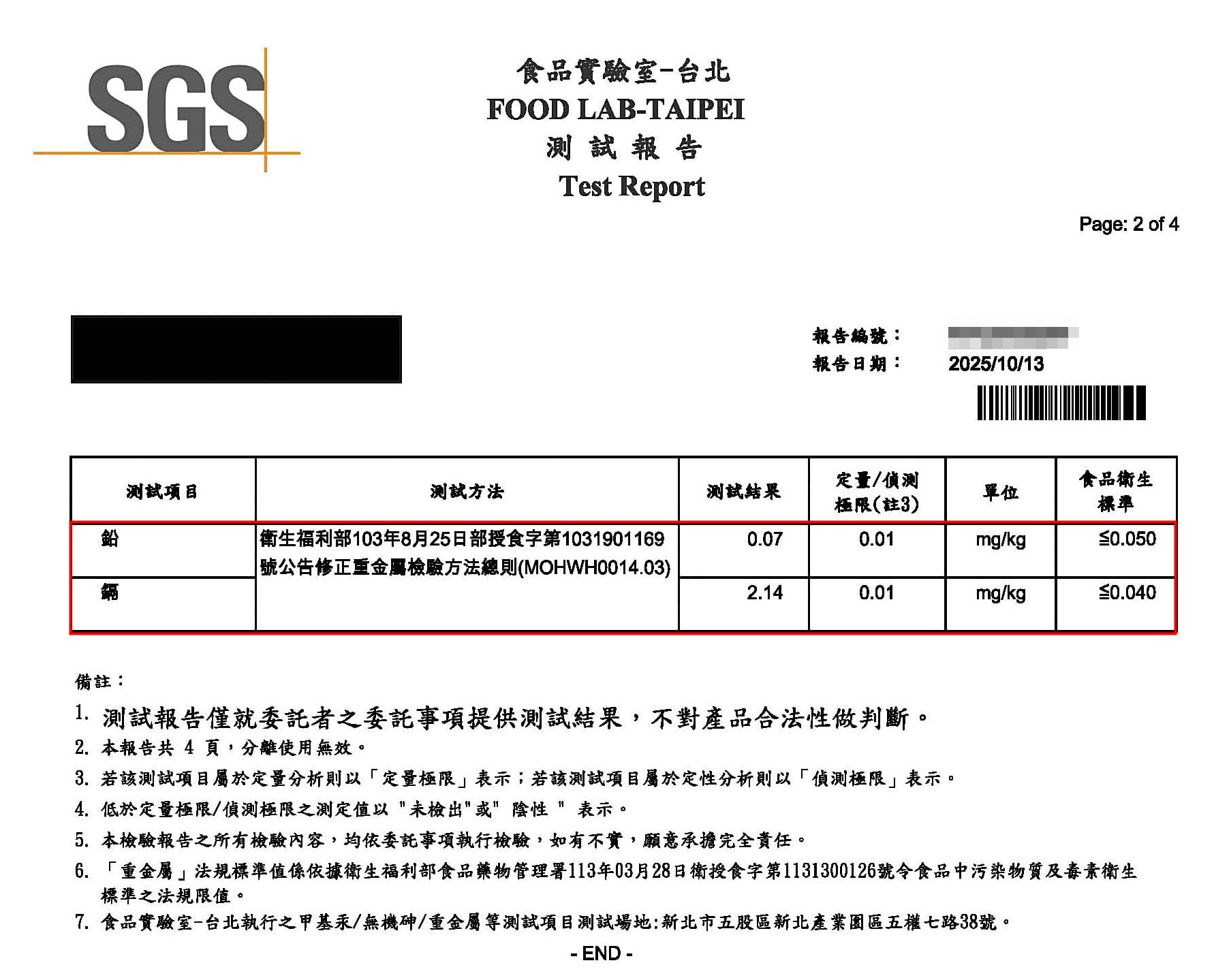 根據SGS的報告,芽米寶貝海苔的鉛含量超標1.4倍、鎘超標53倍。