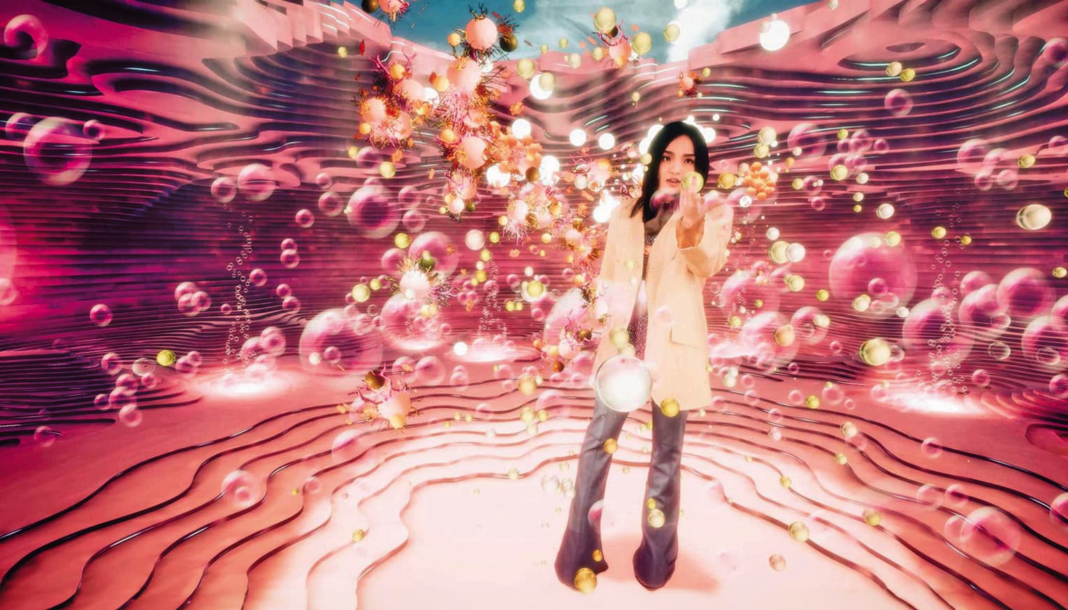 BEATDAY成立初期以元宇宙演唱會為主力產品，圖為2022年徐佳瑩在BEATDAY的演出畫面。（HTC VIVE ORIGINALS提供）
