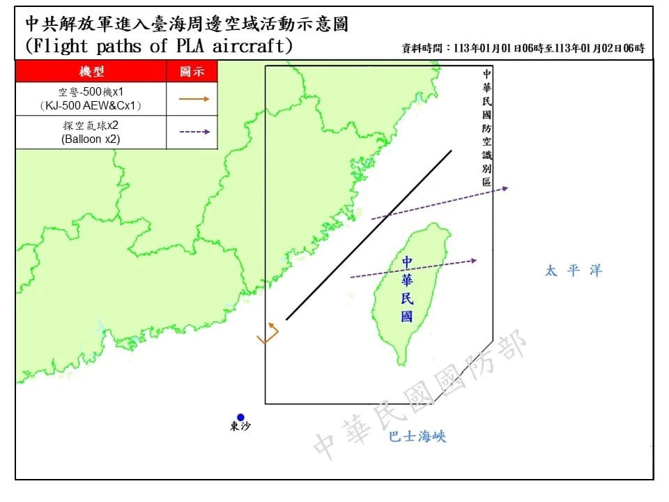 國防部公布偵獲中共空飄氣球。(國防部提供)