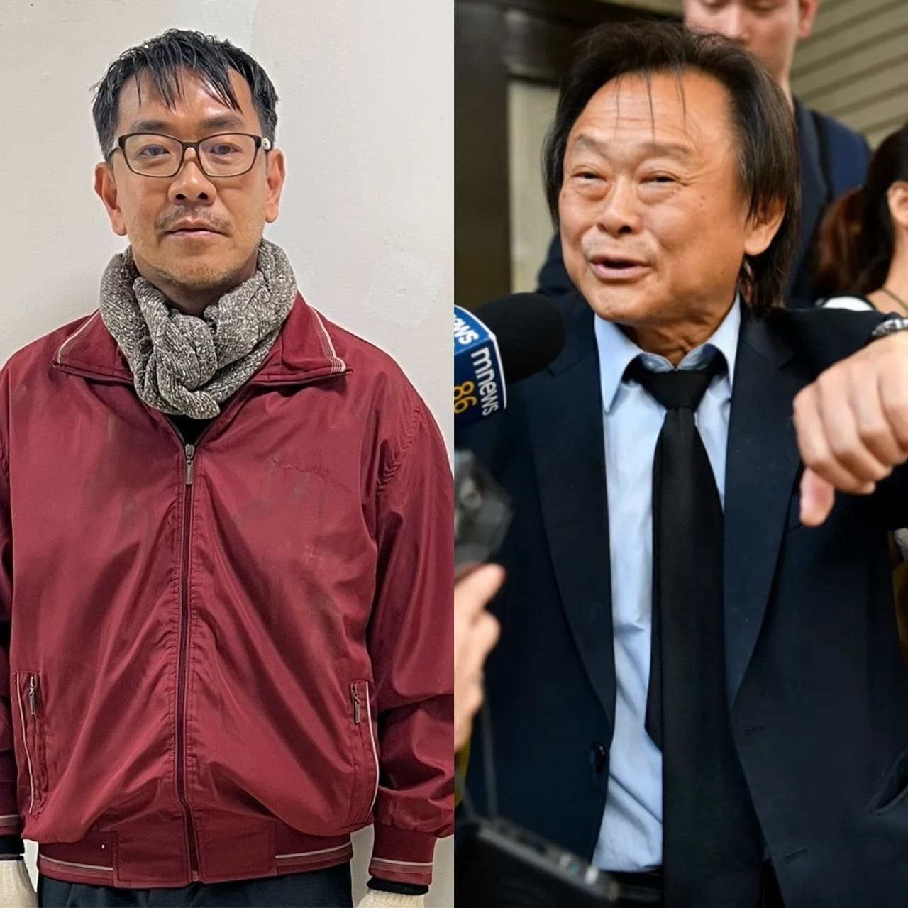 江俊翰日前演出獄的造型仿效王世堅。(翻攝臉書、右圖為本刊資料照)