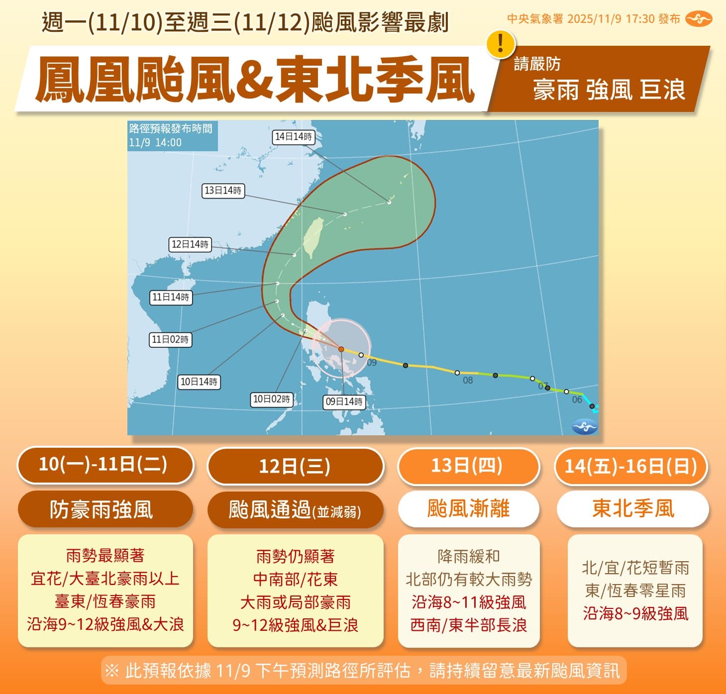 中央氣象署說明一週天氣狀況。（翻攝自臉書@報天氣─中央氣象署）