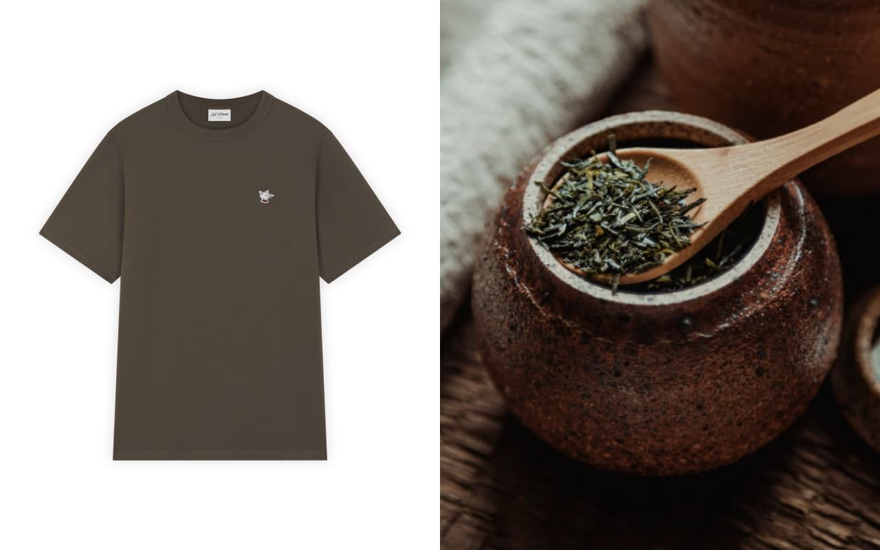 「煎茶綠」咖啡師狐狸頭Logo寬版短TEE。NT$3,700(Cafe Kitsuné提供)