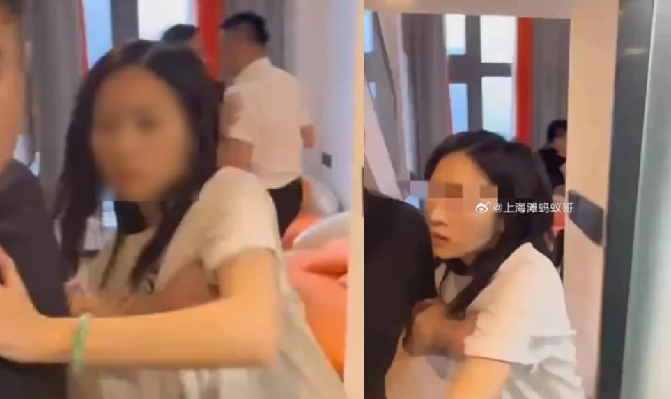王夢潔將情夫黃宏佳帶回家偷情,被返家老公當場抓姦。(翻攝微博)