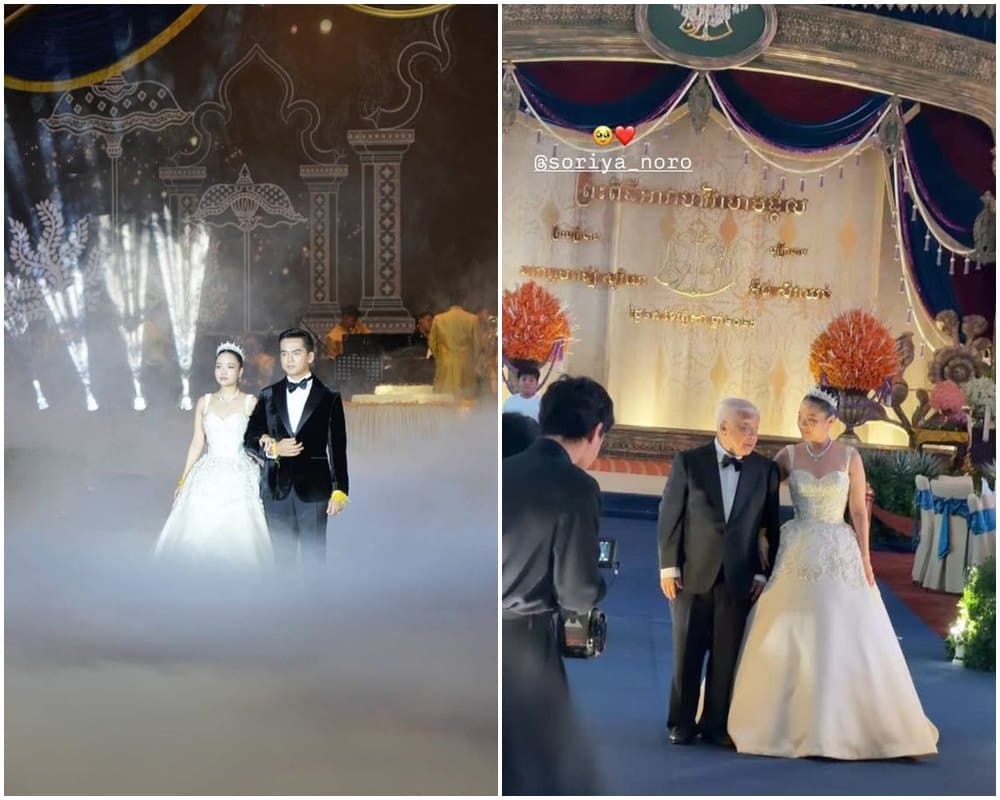 婚禮排場盛大,查克拉彭親王牽著女兒進場。(翻攝soriya_noro IG)