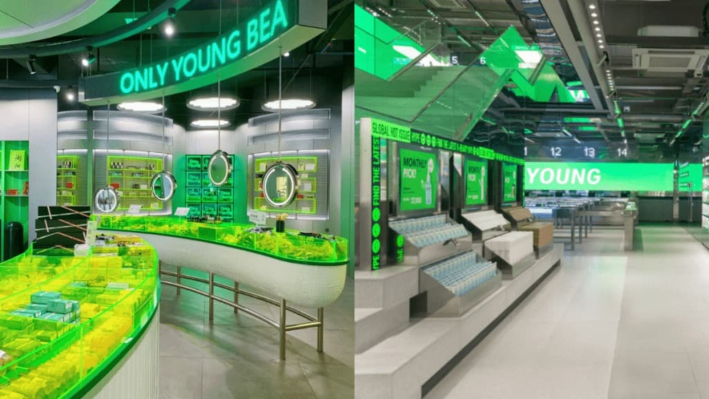 中國長沙市出現了1家名為「Only Young」的美妝店，嚴重山寨南韓美妝店品牌。（翻攝畫面）