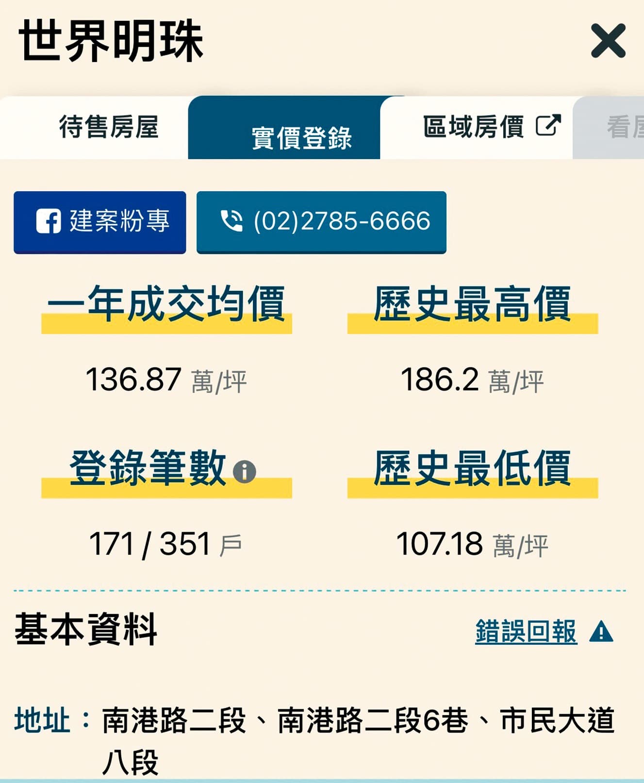 位在北市南港規劃完整的地區,豪宅規格,一坪售價達136萬元以上。