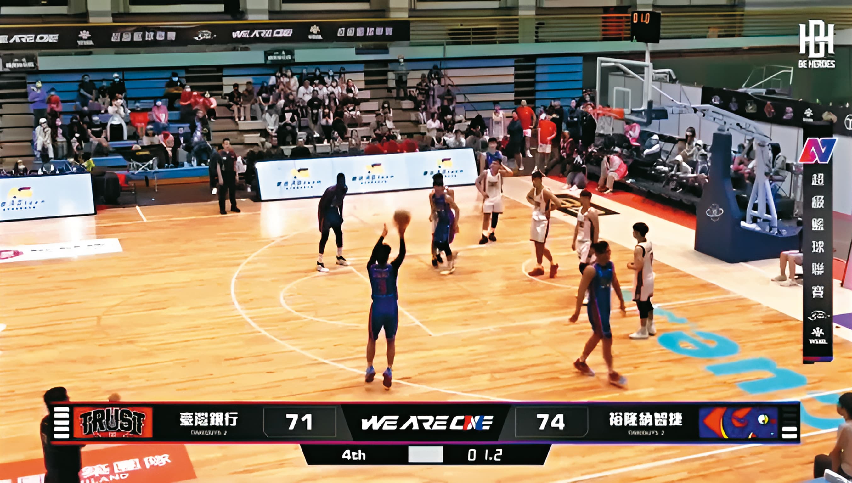 4月30日裕隆對上台銀以74：71領先，吳季穎仍在最後1.2秒投進3分球，異常攻守引人懷疑。（翻攝BE HEROES YouTube）