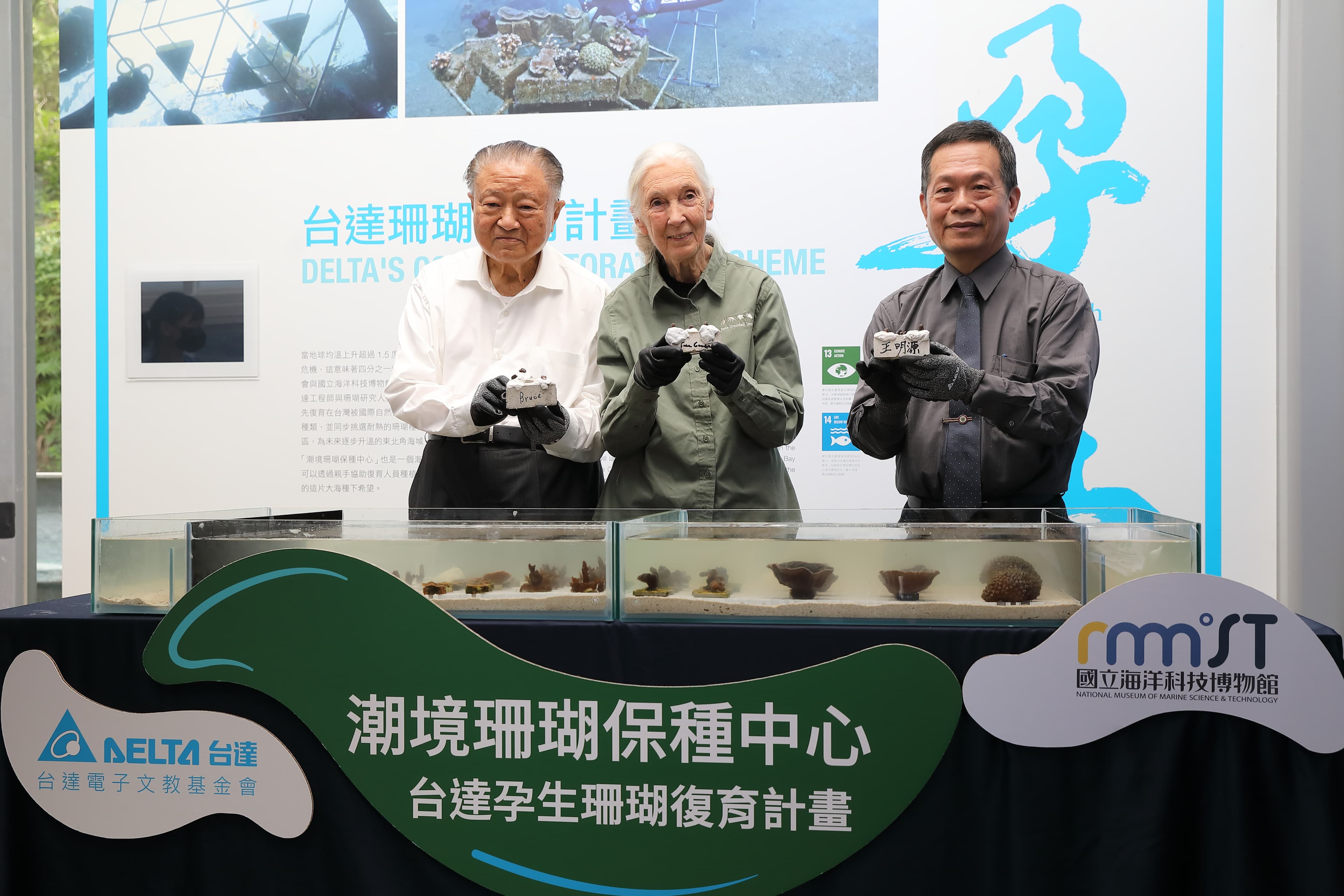 珍古德今年6月來台,與台達創辦人鄭崇華為台達珊瑚復育計畫同台。(本刊資料照)
