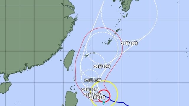  日本氣象廳對米克拉颱風的路徑預測圖。（翻攝日本氣象廳）