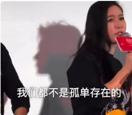 田海蓉在首映會上的舞台畫面,背後黑影意外成焦點,掀起網路激辯。(翻攝自網路)