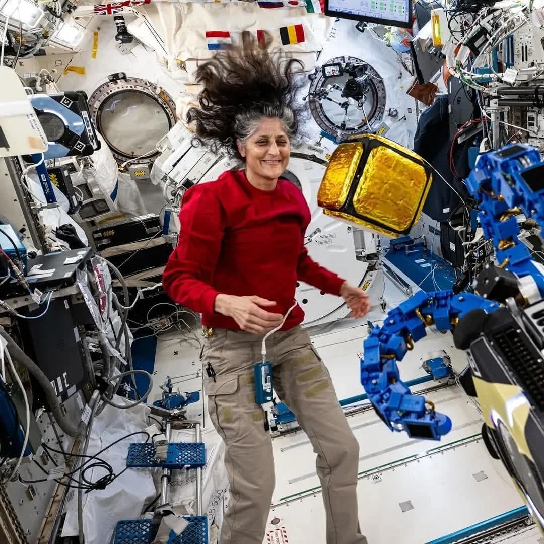 威廉斯坦言自己「努力回憶怎麼走路」。(翻攝NASA)