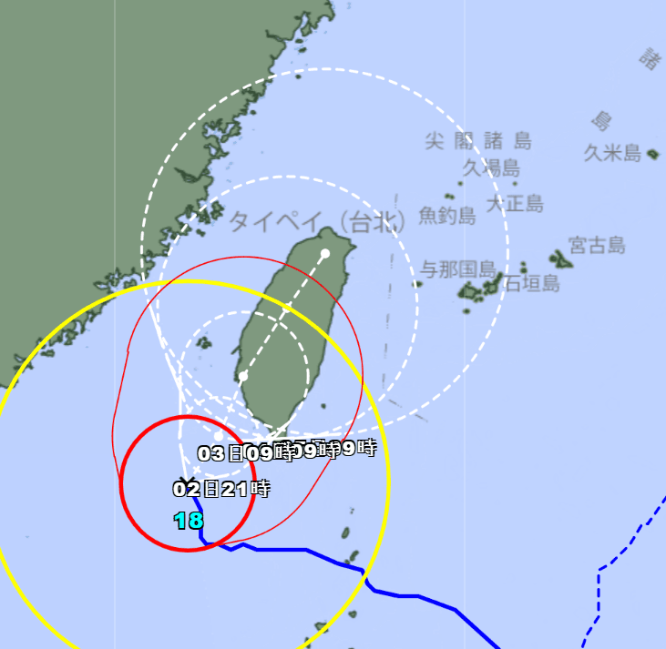 日本最新預測路徑。(翻自日本氣象廳)