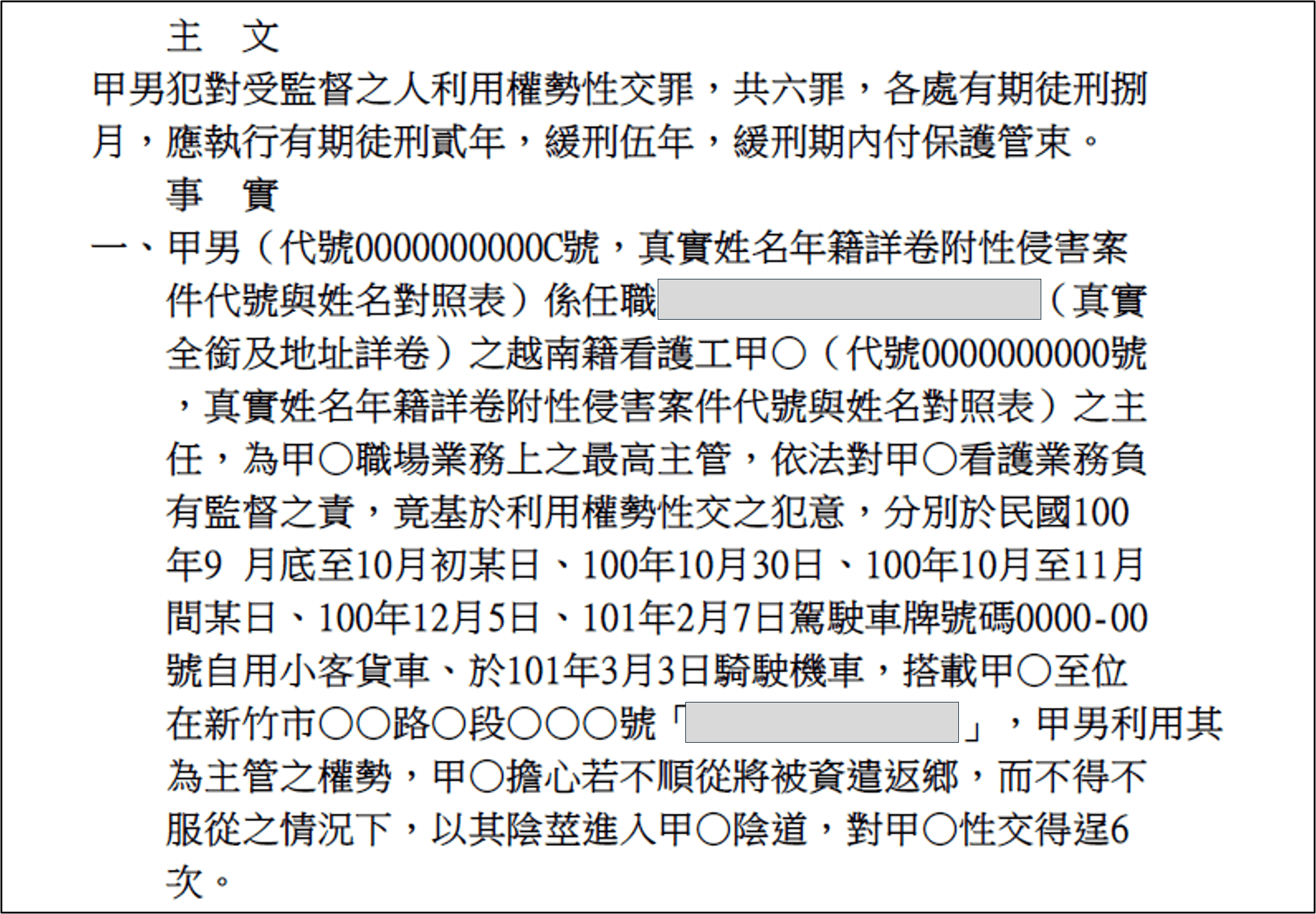 禾意集團經理張紘宇曾在2011至2012年間,利用權勢對所屬外籍看護性侵得逞6次,並被判刑。(翻攝司法院判決書系統公告)