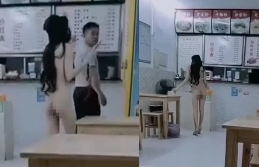 網美馮珊珊應粉絲要求,全裸上街挑戰色誘人上床。(翻攝X)