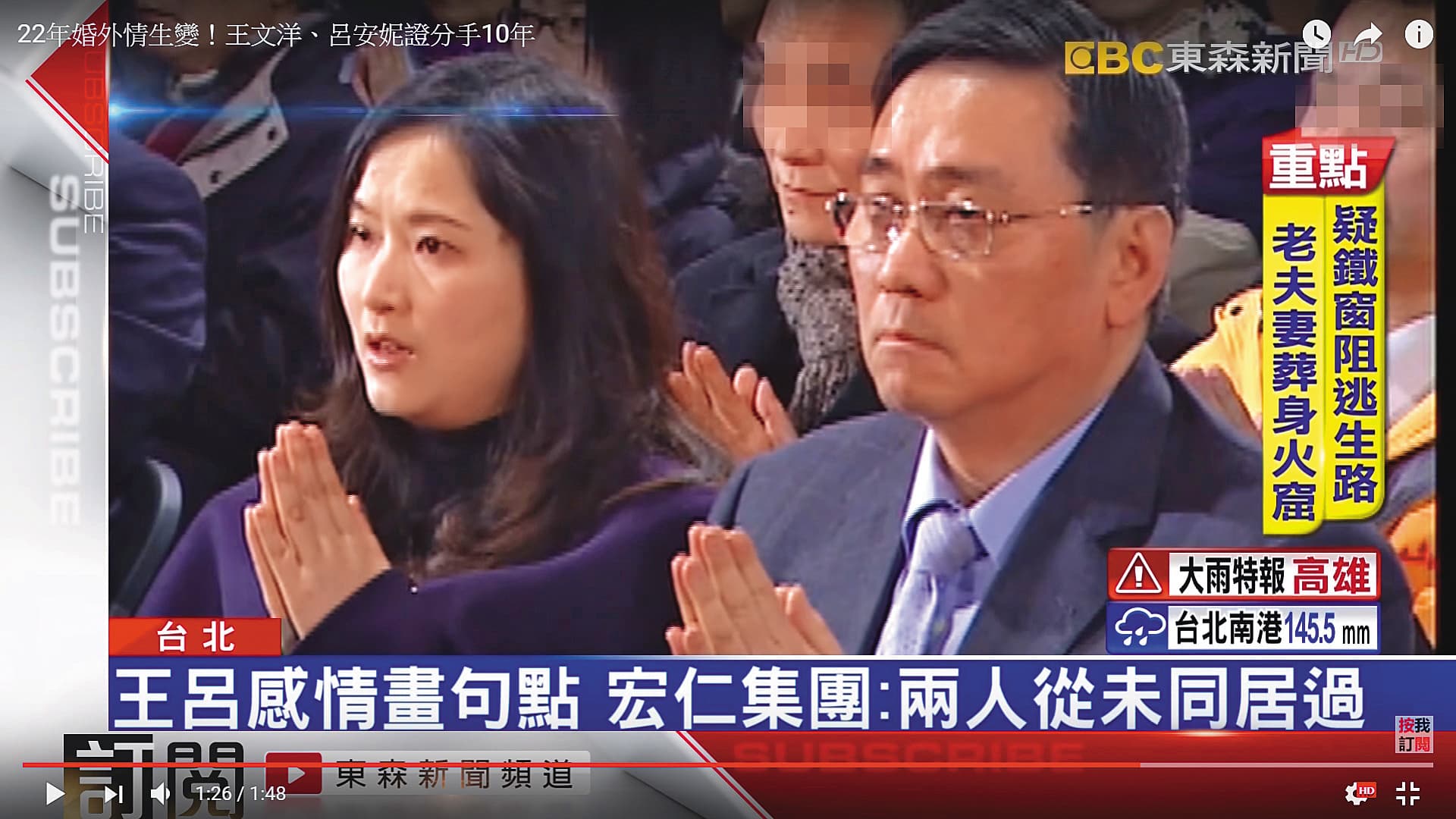 王文洋(右)曾和呂安妮(左)爆出師生戀,兩人於2017年分手。