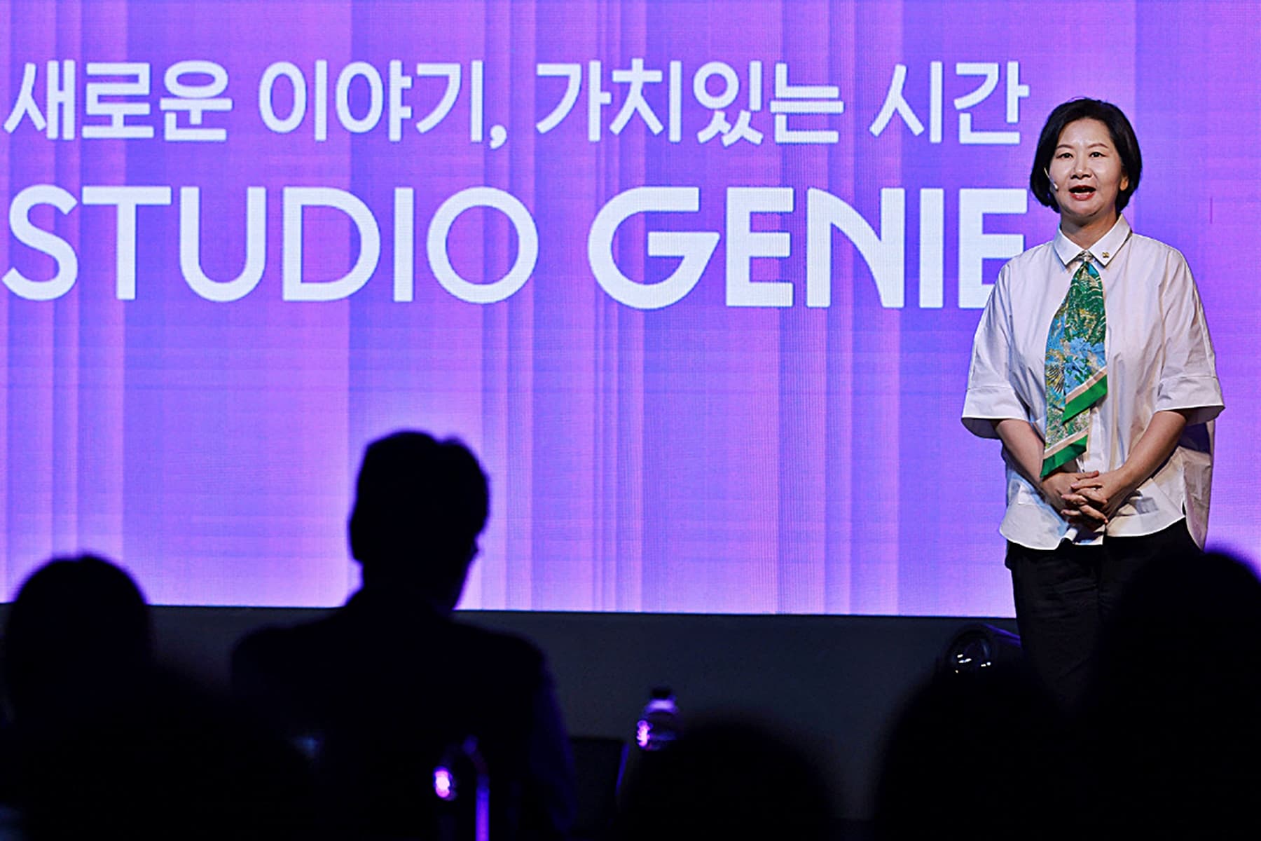 KT Studiogenie日前集團媒體日,執行長金哲妍正式宣告將與台灣合作。(韓國KT集團提供)