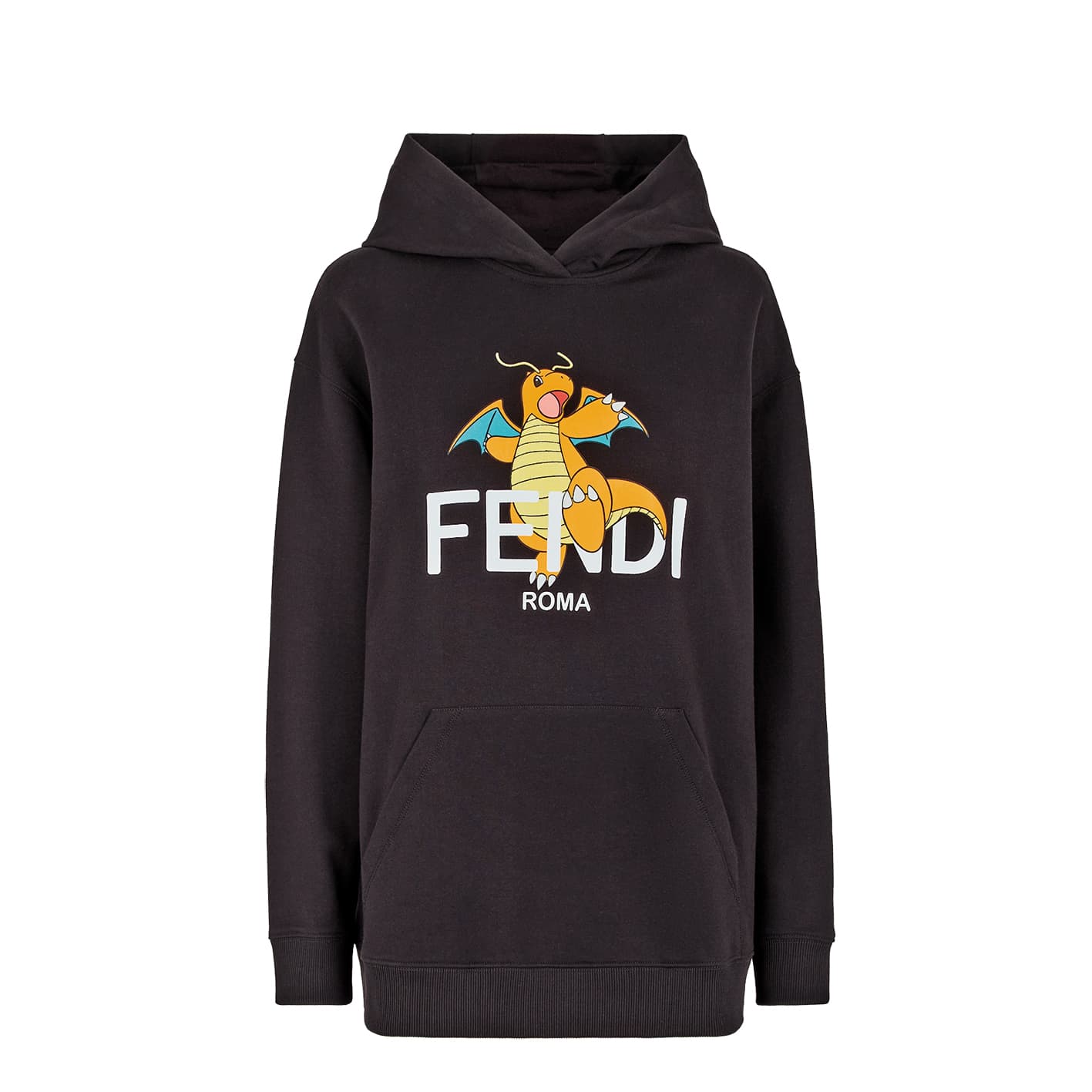 印有快龍圖案的FENDI x FRGMT x POKÉMON聯名系列連帽衛衣。價格店洽(FENDI提供)