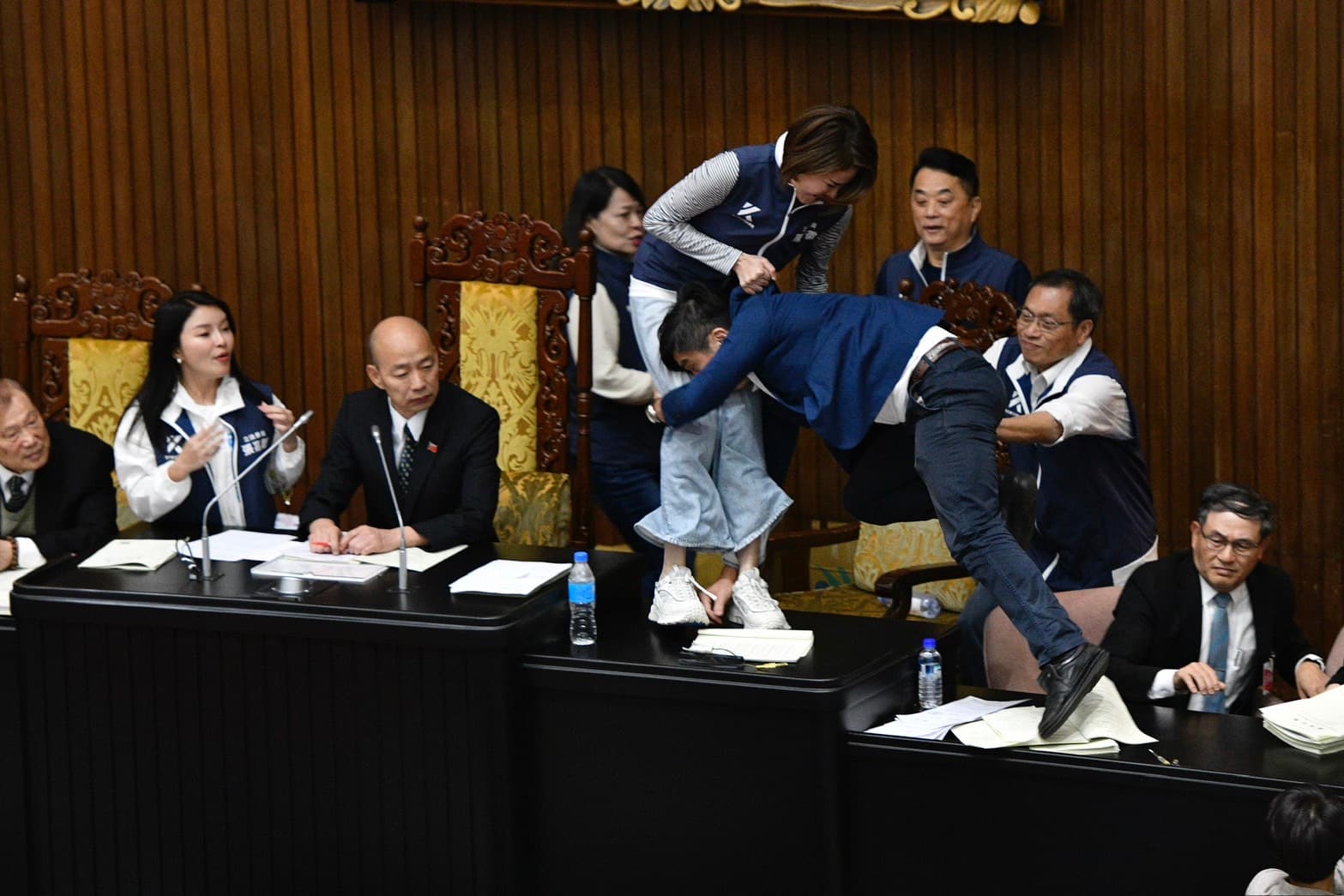整場韓國瑜幾乎都保持冷靜狀態。