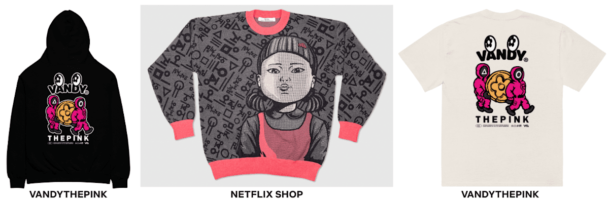 Netflix與眾多品牌合作《魷魚遊戲》周邊,包括Netflix Shop就有多種選擇。(Netflix提供)