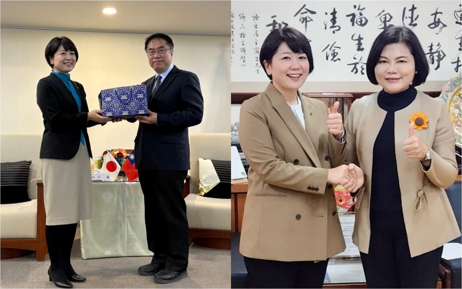 小川晶今年1月曾來台訪問,拜會台南市長黃偉哲和雲林縣長張麗善。(翻攝自小川晶臉書)
