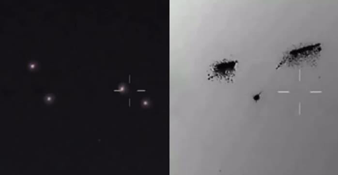 影片顯示阿富汗某軍事基地出現不明發光球體,被飛彈攻擊後散發無數碎片,但仍安然無恙。(翻攝X@MarioNawfal)
