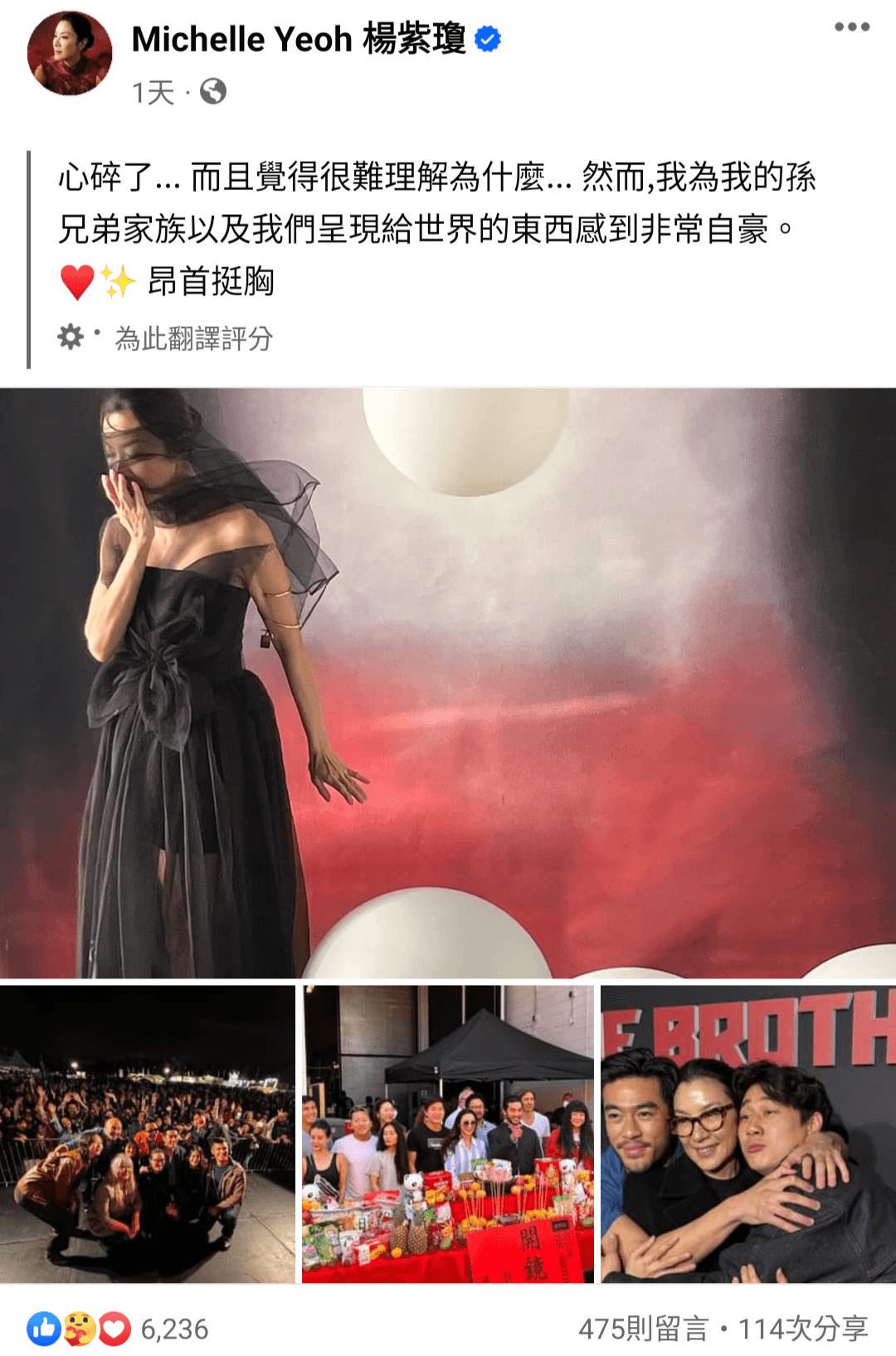 楊紫瓊發文「心碎」劇集被砍,但其實許多大咖演出或製作的作品也逃不過砍劇命運,楊紫瓊可以看開點。(楊紫瓊臉書)