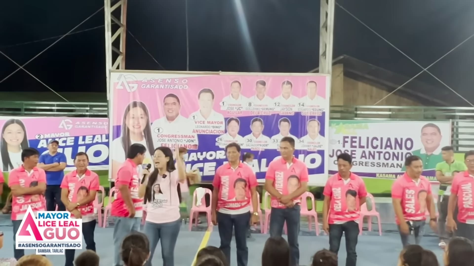 郭華萍的競選代表主色是粉紅色。(翻攝自Alice Leal Guo YouTube)