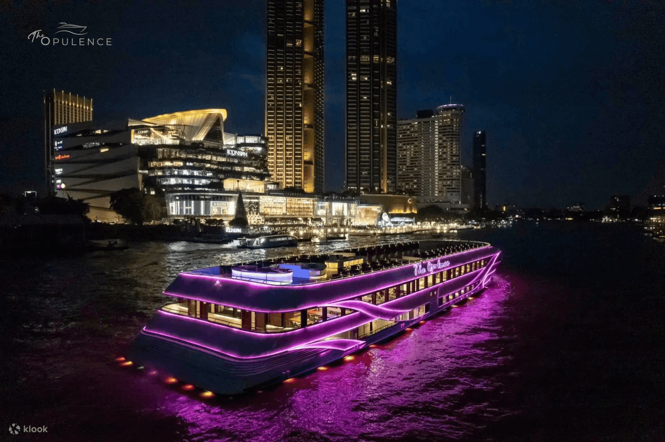 擁有湄南河上最大三層甲板的豪華遊輪「Opulence」,於2023年正式啟航。(Klook提供)