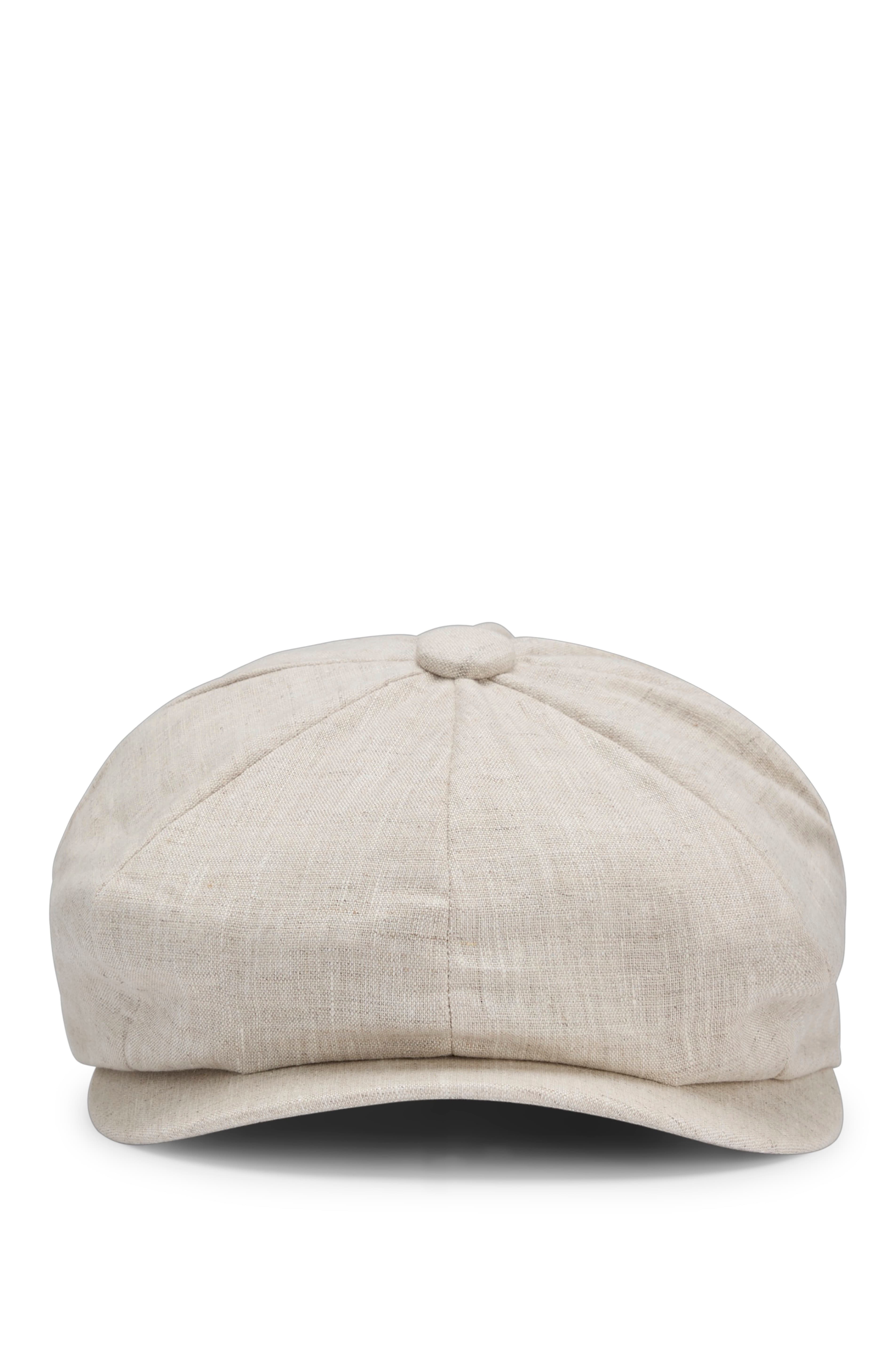 BECKHAM x BOSS系列米色亞麻報童帽。NT$3,500(BOSS提供)