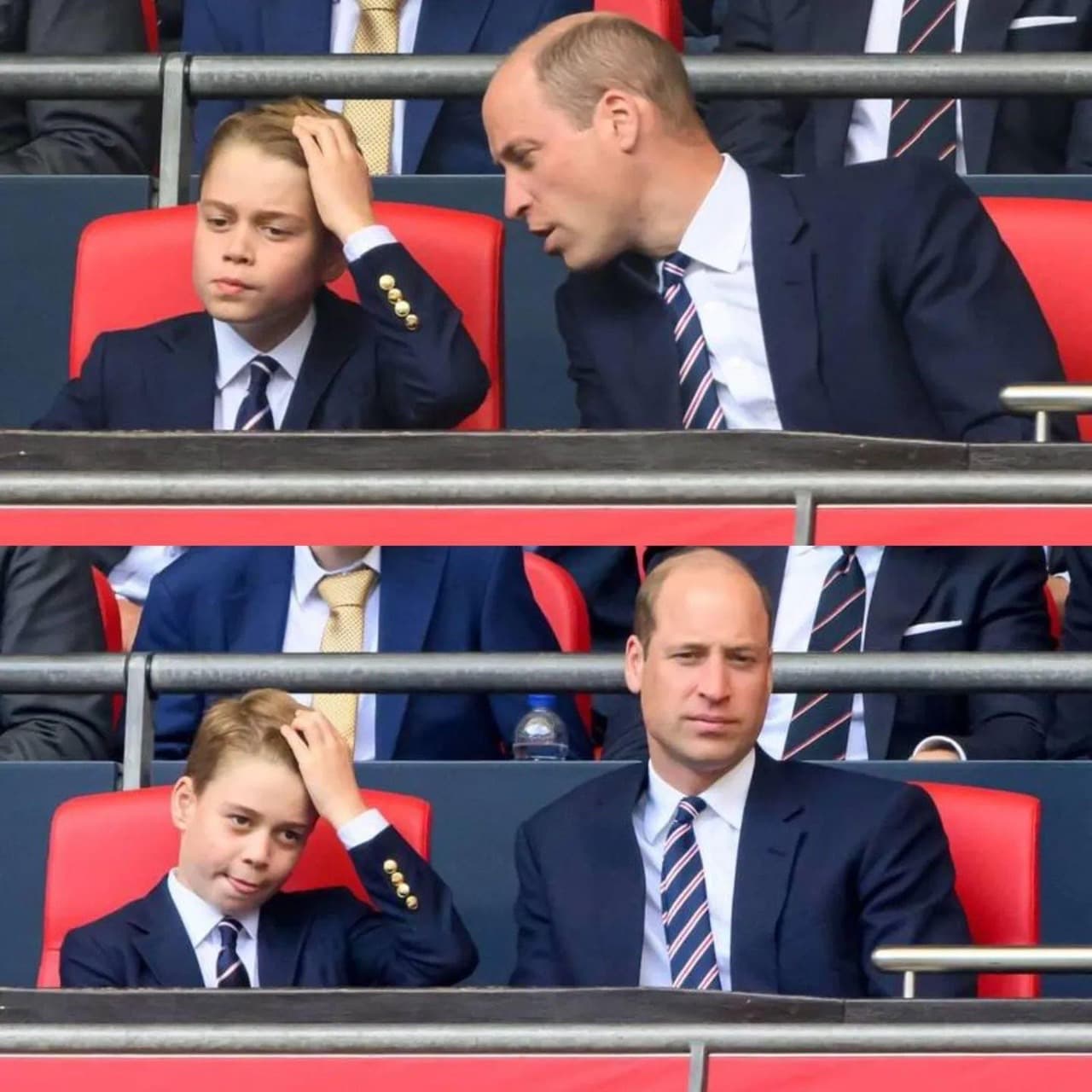 喬治王子撥頭髮的舉動很像小大人。（翻攝katemiddletonprincessofwales IG）