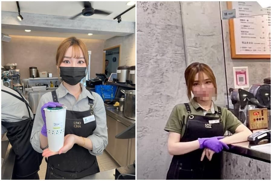 高雄鹽埕區某間飲料店正妹店員,經部落客分享照片後爆紅,引起網友討論。 (翻攝自陳尼力、K Taiwan臉書)