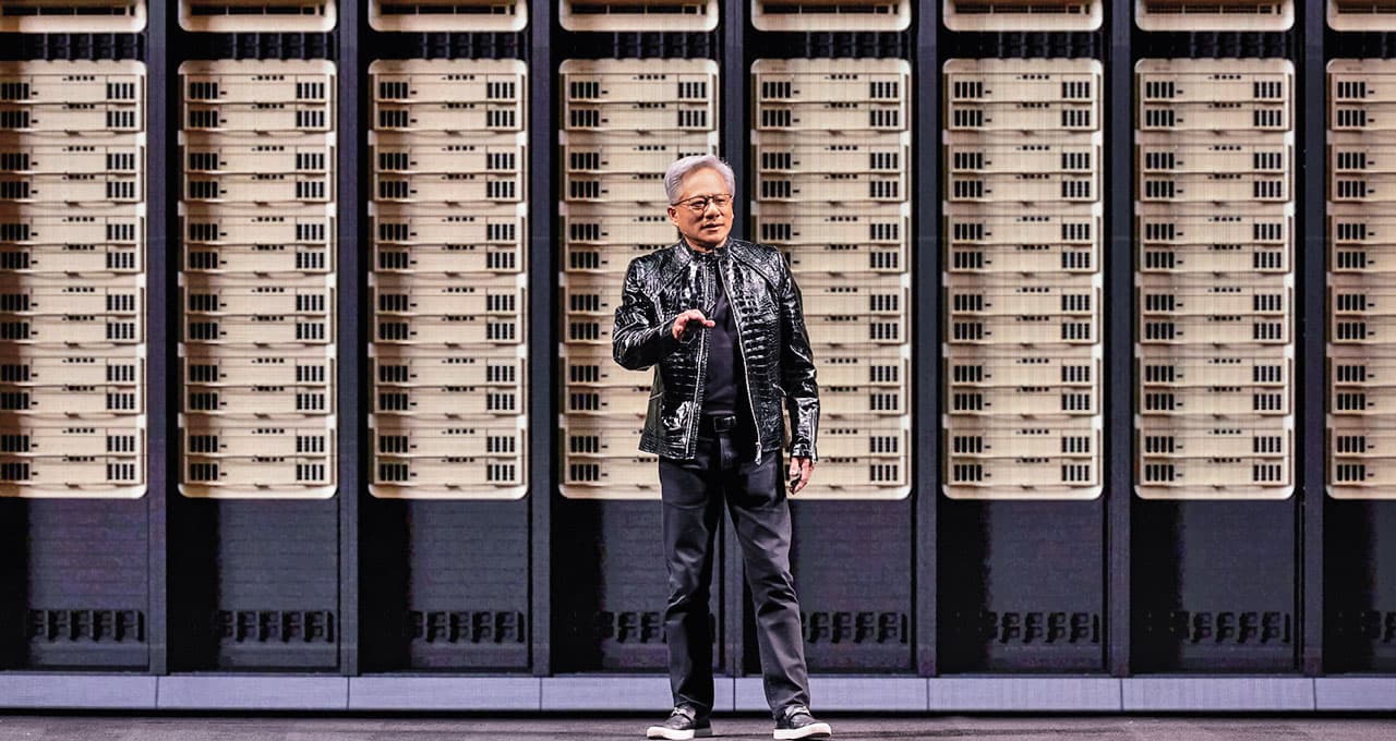 輝達執行長黃仁勳於CES發表演講,並秀出包含群聯在內的新供應鏈名單。(翻攝輝達臉書)
