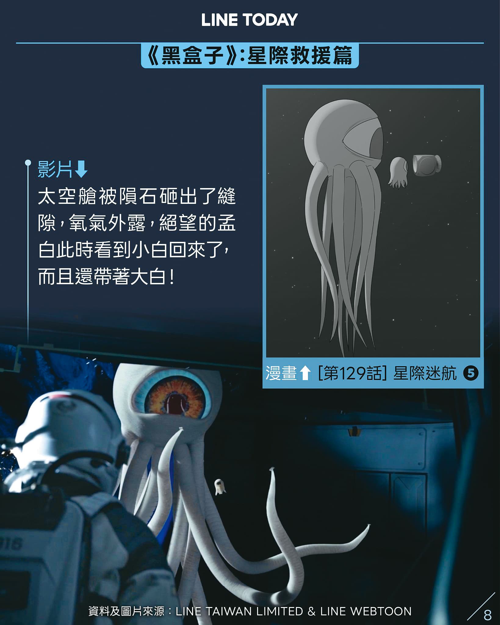 原作的外星生物小白線條簡單，拍成影集必須改為較寫實的形象。（翻攝自Line粉絲專頁）