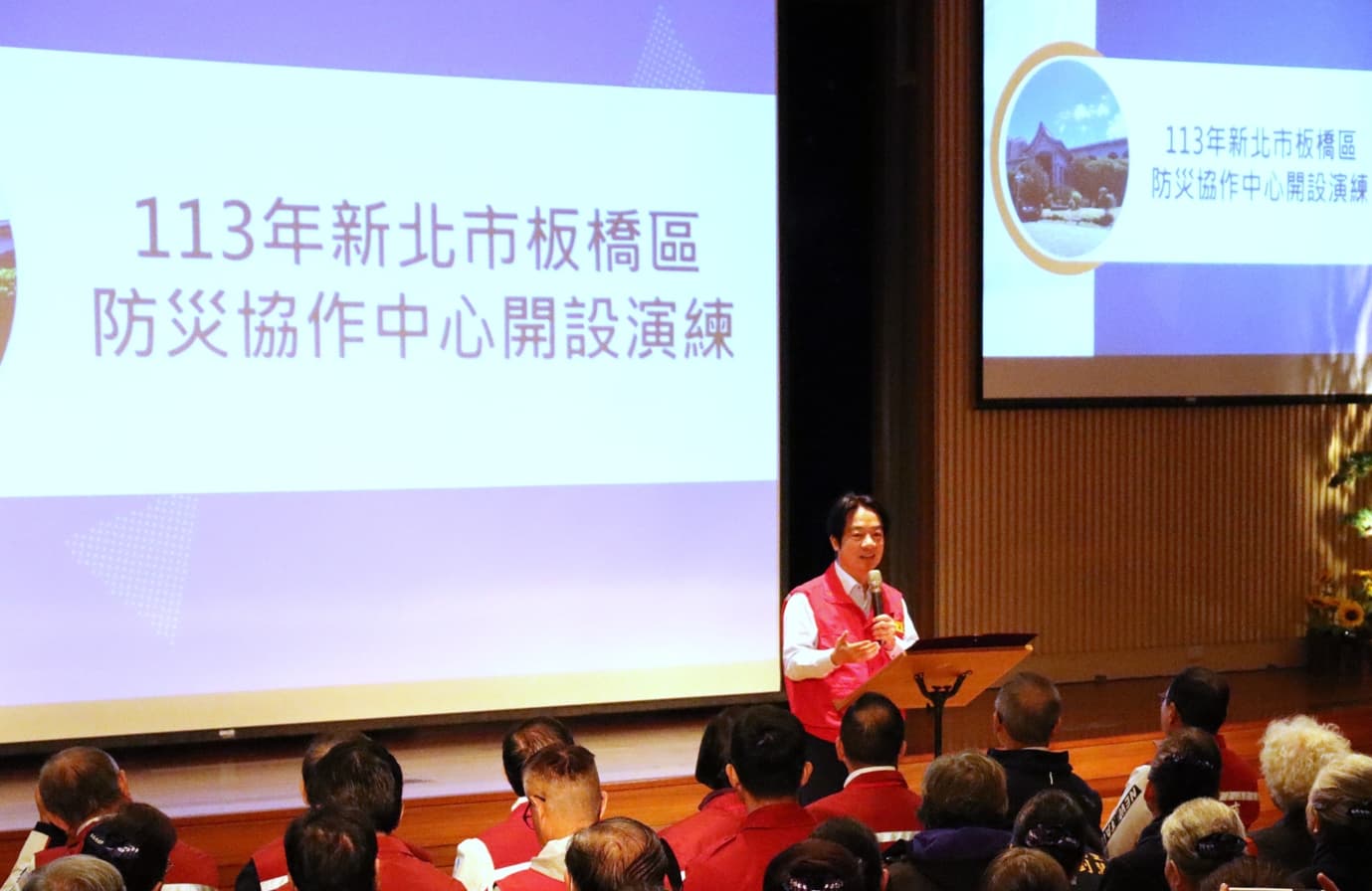 總統賴清德今至新北市防災協作中心進行視察,了解推動情形。(慈濟基金會提供)
