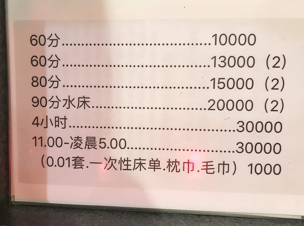 風俗店開出的價碼。(翻自livedoor)