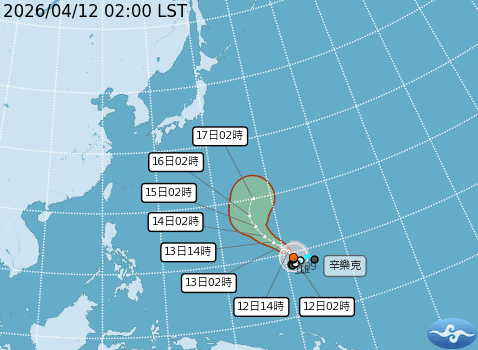 颱風最新動態。(取自氣象署官網)