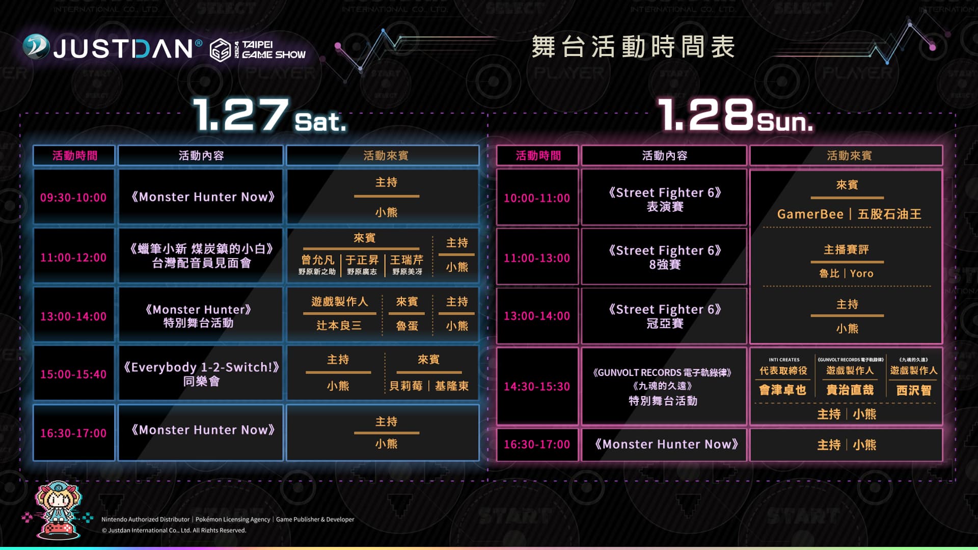 傑仕登展區舞台活動時間表。(傑仕登提供)