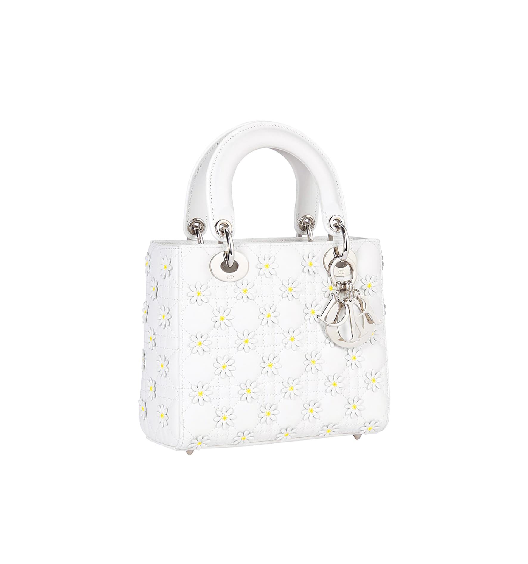 LADY Dior白色雛菊小羊皮小型提包。NT$240,000(Dior 提供)