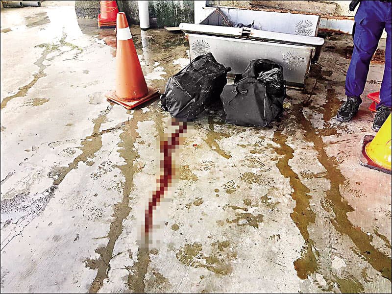 警方在2只黑色旅行袋中,發現被分屍的王姓死者。(高市環保局提供)