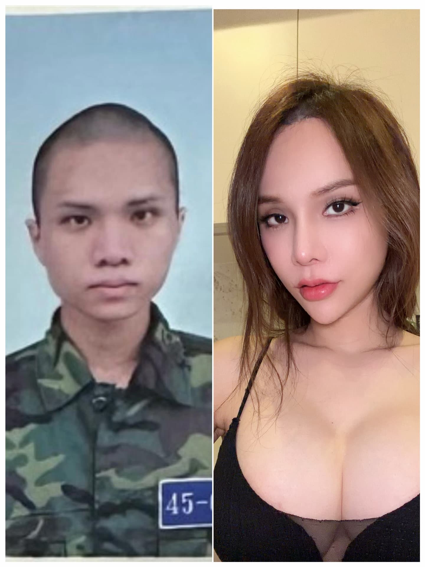 跨性別網紅小A辣今在社群媒體,曬出在性別重置手術前當兵的照片,獲得一大票網友留言讚爆。(翻攝自小A辣臉書)