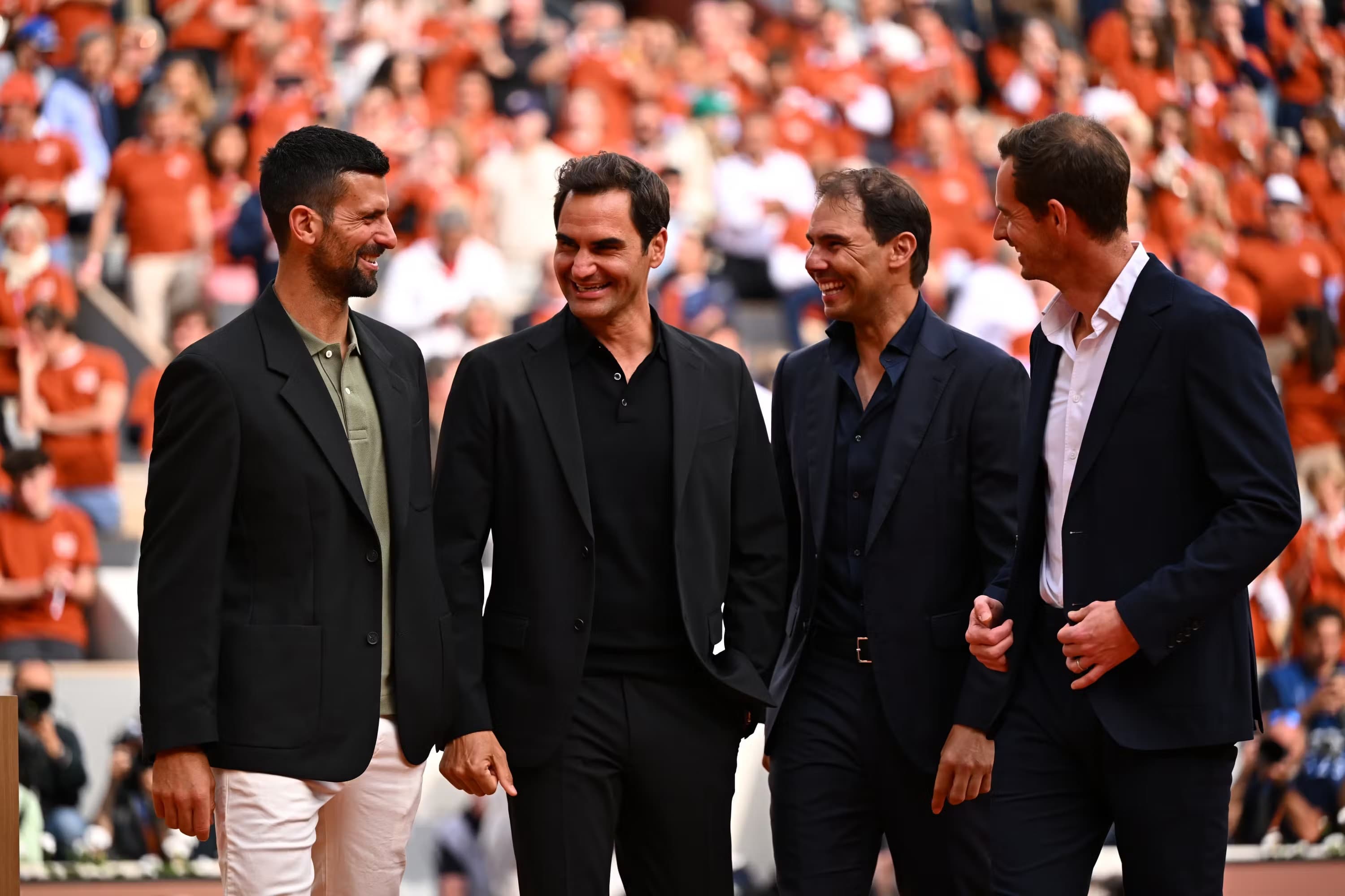 網壇BIG4聚首,勾起球迷滿滿回憶。(翻攝X@rolandgarros)