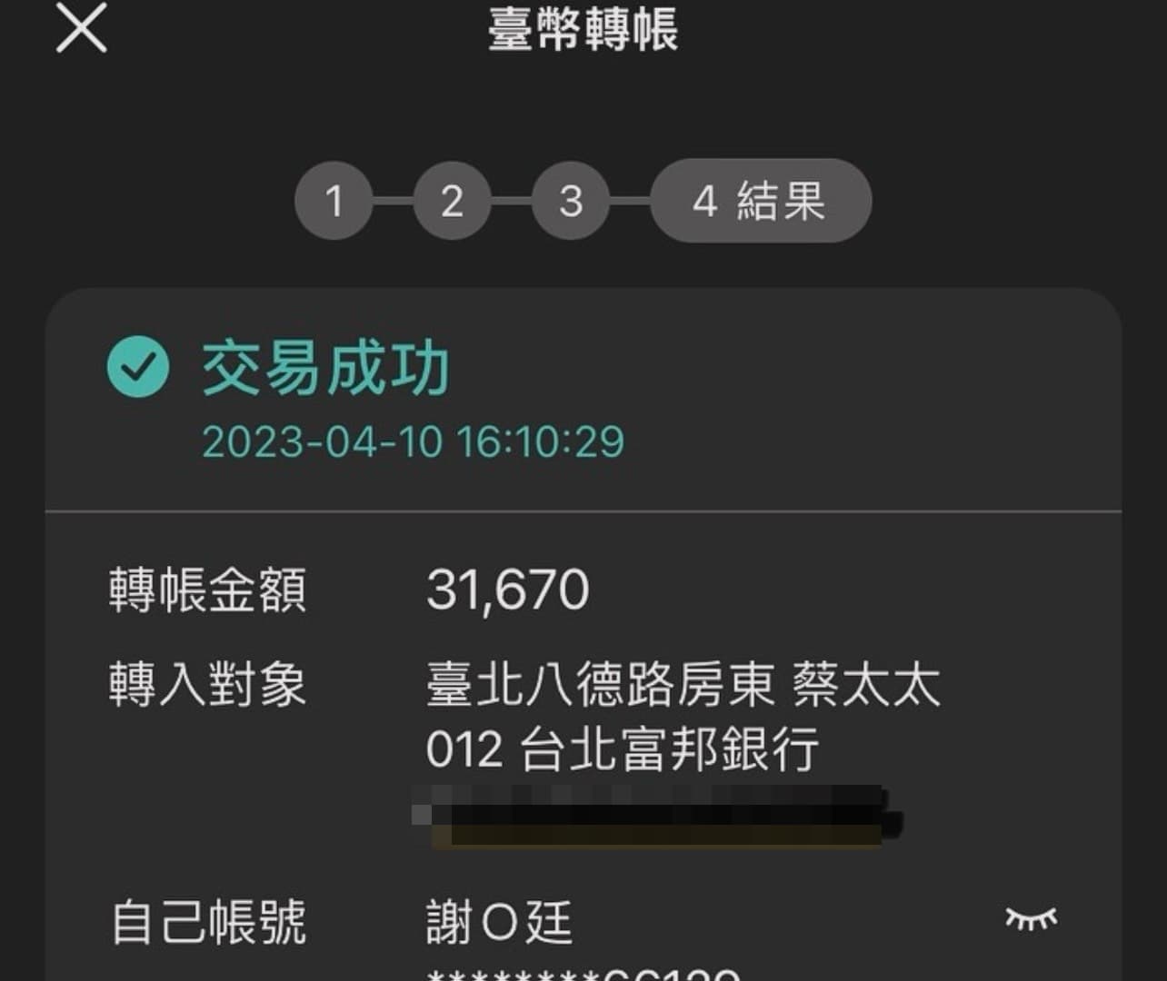 謝震廷公開轉帳紀錄。(翻攝自謝震廷IG)