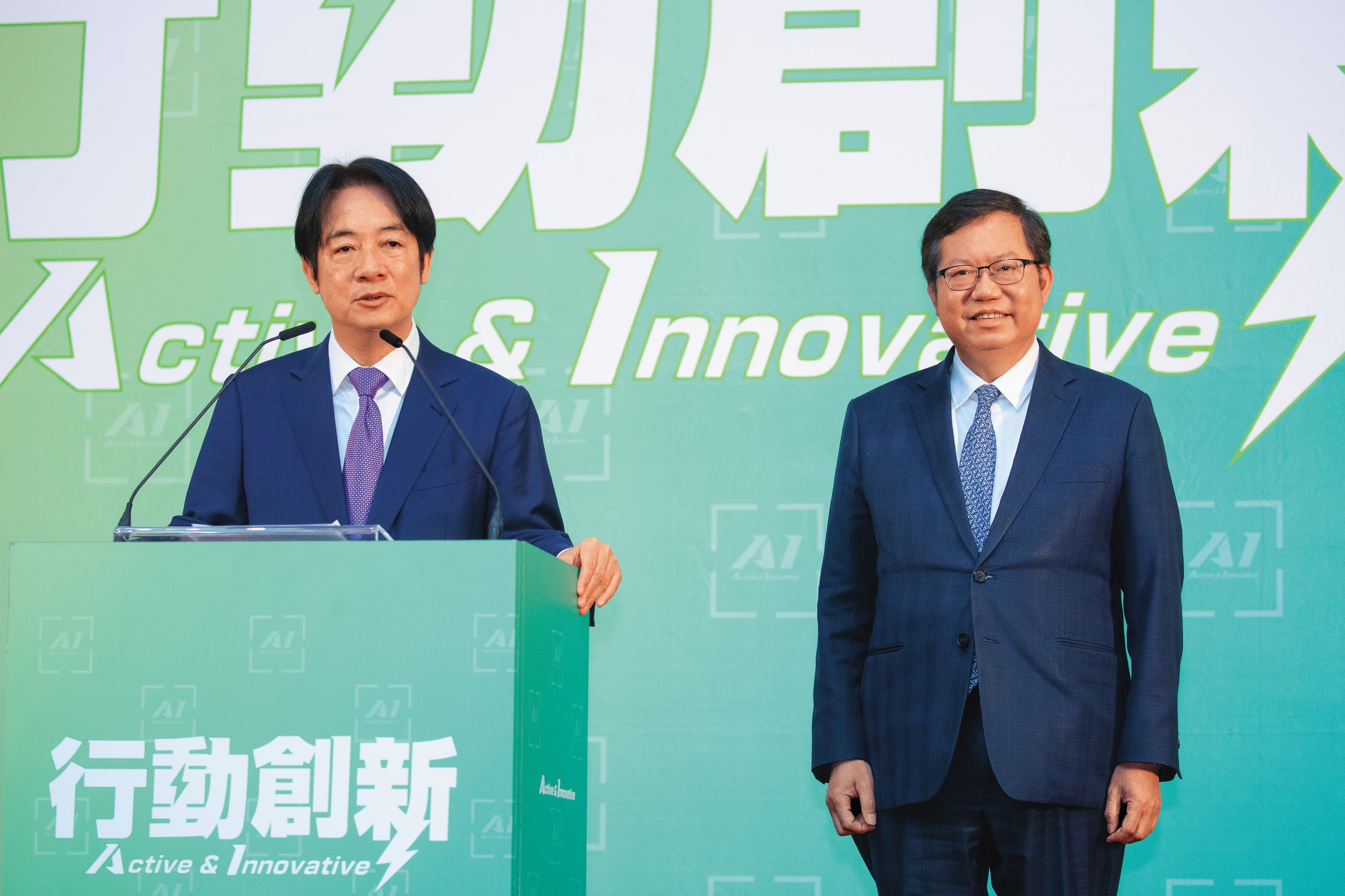 鄭文燦(右)遭聲押不成改交保後,總統賴清德(左)強調,檢調不分黨派,不問何人,只要涉及非法都應查辦,勿枉勿縱。