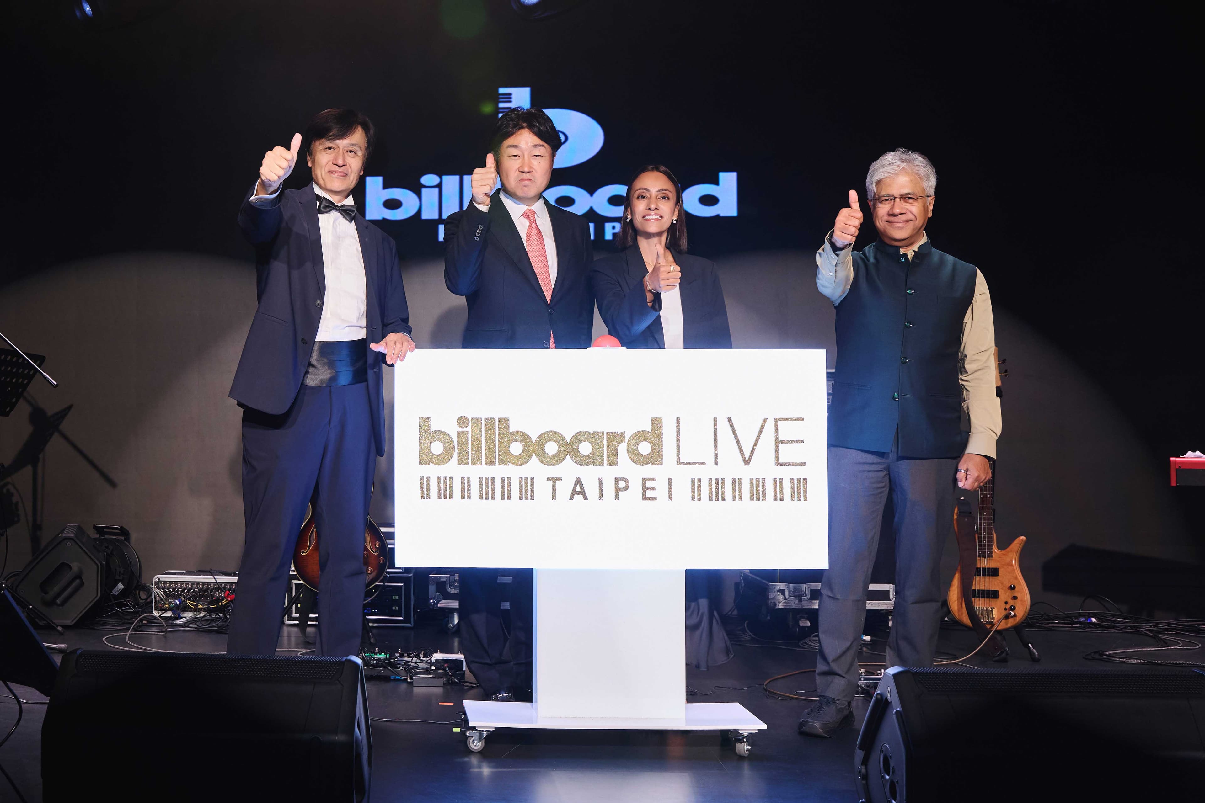 北口正人、白井浩一、Gurjeet Chima與Debashish Ghosh出席Billboard Live TAIPEI記者會。(Billboard Live TAIPEI提供)