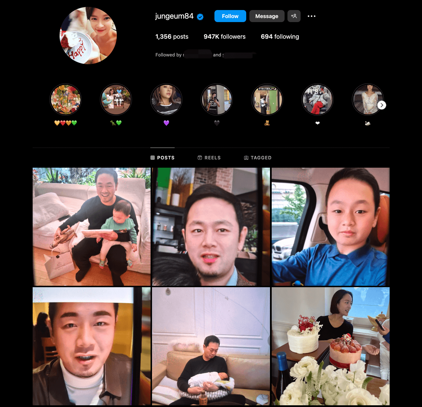 黃正音結婚以來多次在社群放閃家庭美滿,卻很少曝光老公長相,昨一次公開五張照片,網友原本還以為又是在放閃。(截圖自黃正音INS)