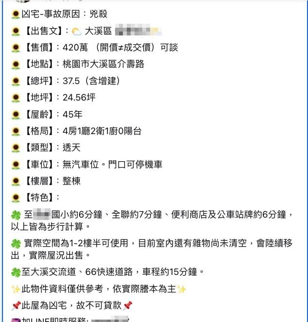 消息曝光於臉書凶宅社團,引發大量網友討論與轉發,熱度不減。(翻攝自臉書)