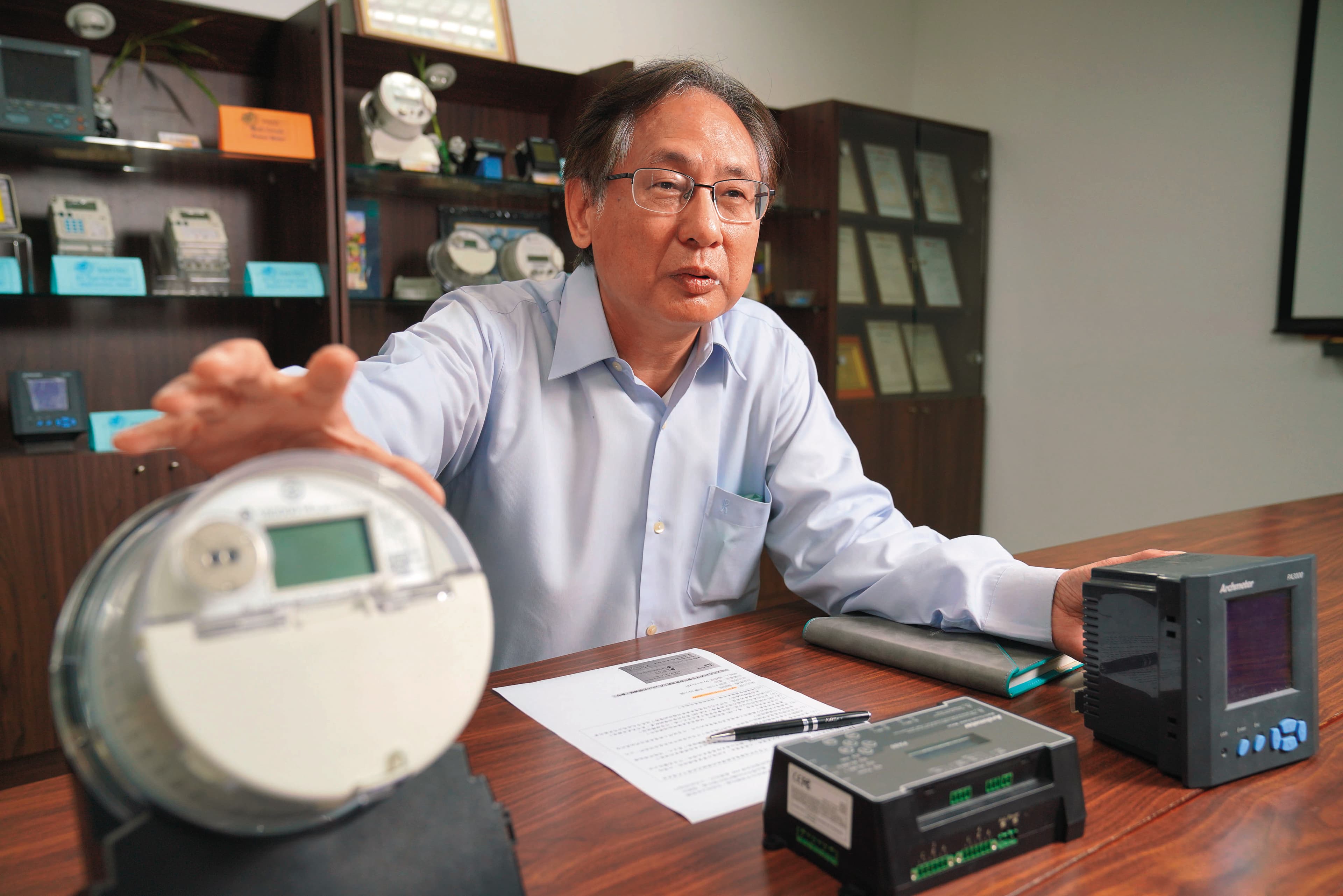 從工研院獨立的玖鼎電力在工商電表市場蹲穩馬步後,競逐標案市場,一舉搶下台電80萬顆智慧電表。圖為玖鼎總經理曾文良。