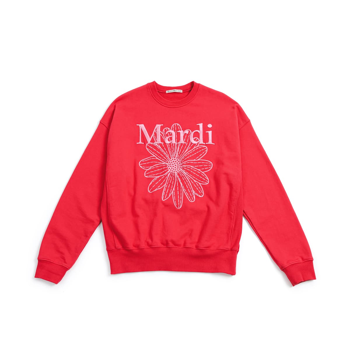 Mardi Mercredi喜慶紅經典小雛菊刺繡衛衣 NT$3,900。(FRUITION提供)